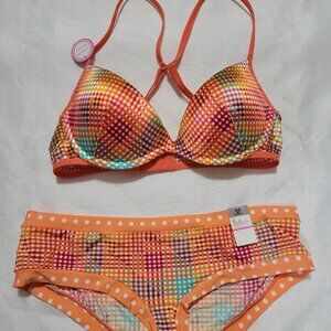 FLIRTITUDE 34A or 34B Convertible Racerback Bra 5/S Cheekini Panty Set Choice NW